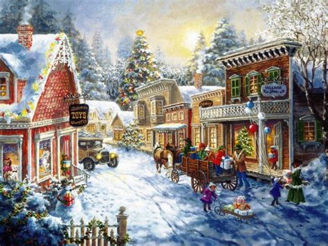 Christmas Village Painting at PaintingValley.com | Explore collection ...