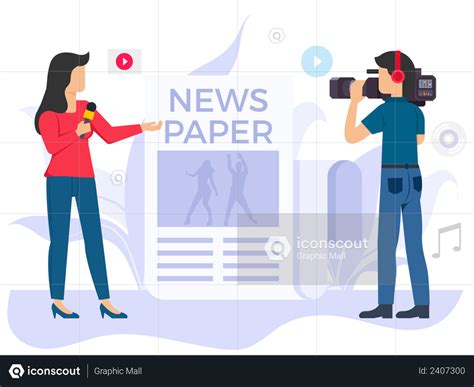 Best Premium Female reporter doing news reporting Illustration download in PNG & Vector format