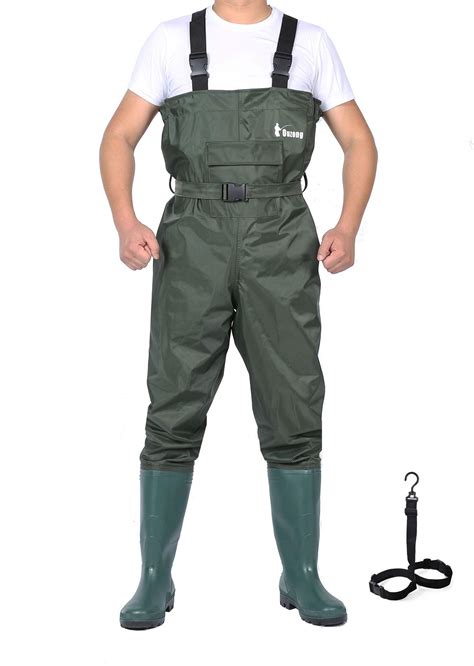 Ouzong Bootfoot Chest Waders,Cleated 2-Ply Nylon/PVC Fishing & Hunting Lightweight Waterproof ...