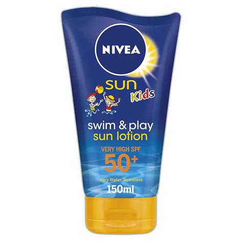 NIVEA SUN Kids Swim & Play Sun Lotion (150ml ) Sunscreen with SPF 50+, Kids Suncream for ...