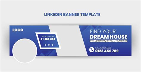 Blue Real Estate Agency Linkedin Profile Banner Template 13942621 Vector Art at Vecteezy