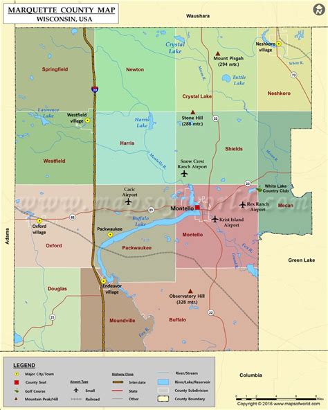 Marquette County Map, Wisconsin