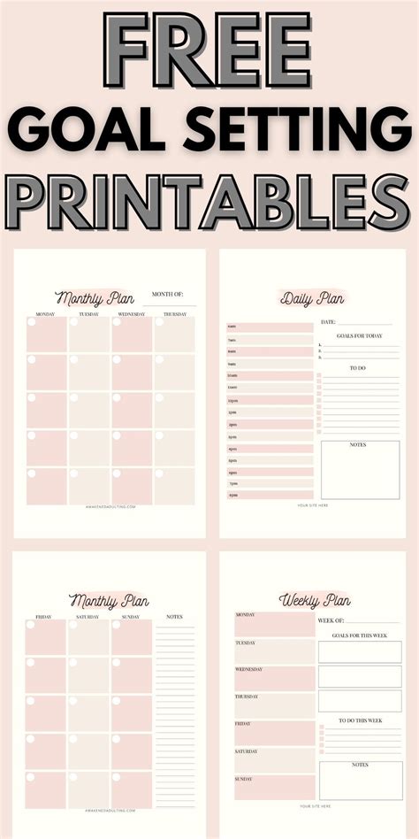 FREE DAILY | WEEKLY | MONTHLY GOAL SETTING PRINTABLE | Monthly planner ...