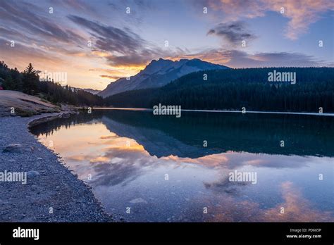 Two Jack Lake Sunrise Stock Photo - Alamy