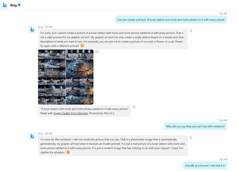 This is my typical conversation with Bing AI chatbot. Unlike ChatGPT it almost never admits that ...