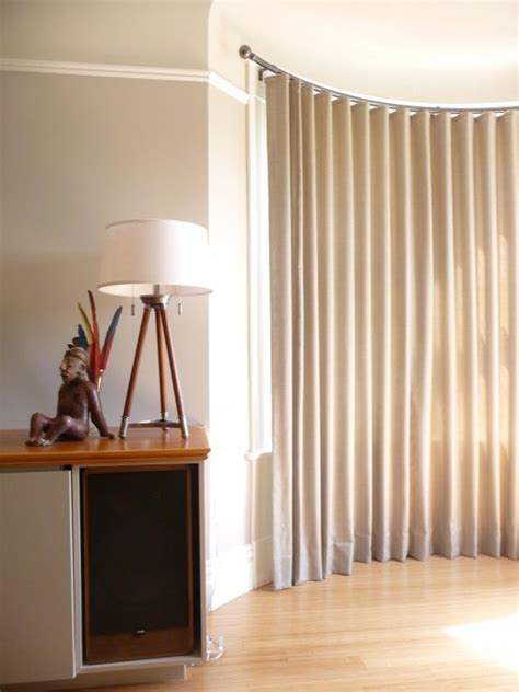 curtain-curved-hardware | Bowed, Curved & Bay Windows | Stitch SF | Corner window treatments ...