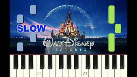 SLOW SUPER EASY piano tutorial "DISNEY INTRO THEME" for beginners, with free sheet music - YouTube