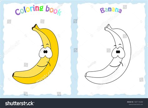 Coloring Book Page Children Colorful Banana Stock Vector (Royalty Free ...