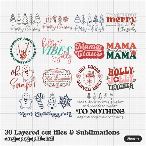 Christmas SVG Bundle Png Silhouette Svg Clipart Christmas - Etsy