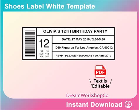 Shoe Box Label Template, PDF, Printable, Instant Download | ubicaciondepersonas.cdmx.gob.mx