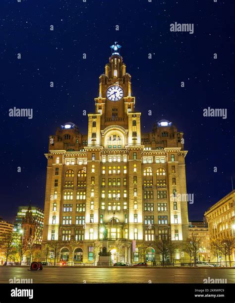 Royal Liver Building at night, Liverpool, England Stock Photo - Alamy