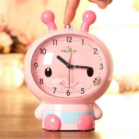 Cute Alarm Clock Kids ABS Plastic Silent Heavy Sleepers Battery Pink