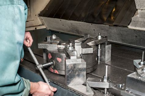 Industrial Metal Chuck Installing/setting. Metalworking Stock Photo ...