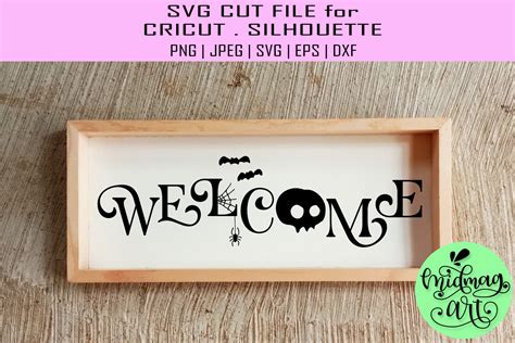 Welcome halloween wood sign svg, halloween wood sign svg By Midmagart | TheHungryJPEG