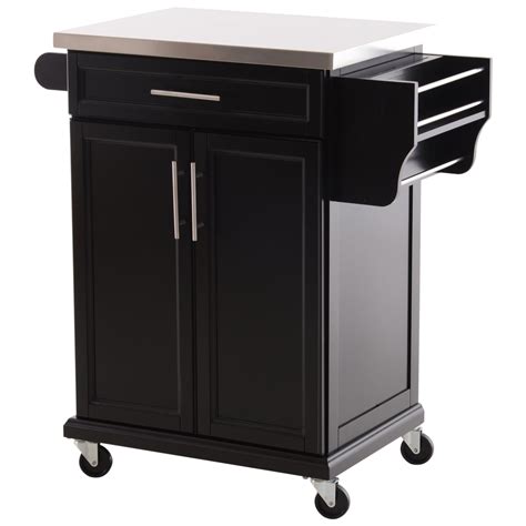 HomCom Wood Stainless Steel Multi- Storage Rolling Kitchen Island ...