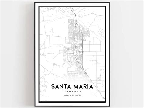 Santa Maria Map Print Santa Maria Map Poster Wall Art Ca - Etsy UK