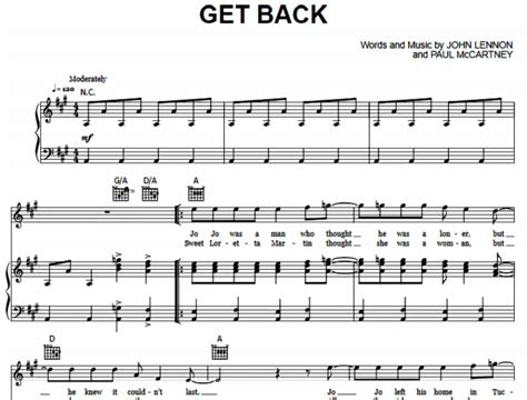 The Beatles - Get Back Free Sheet Music PDF for Piano | The Piano Notes