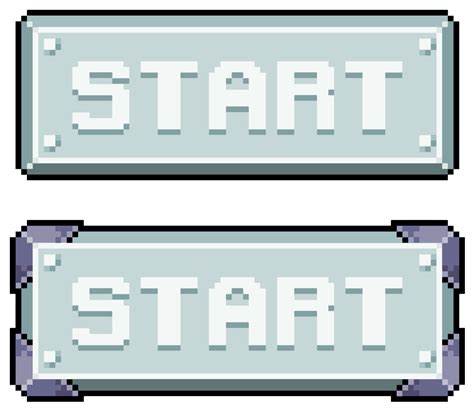 Pixel art metallic style start button vector icon for 8bit game on white background 9878335 ...