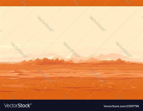 Martian surface panorama landscape Royalty Free Vector Image