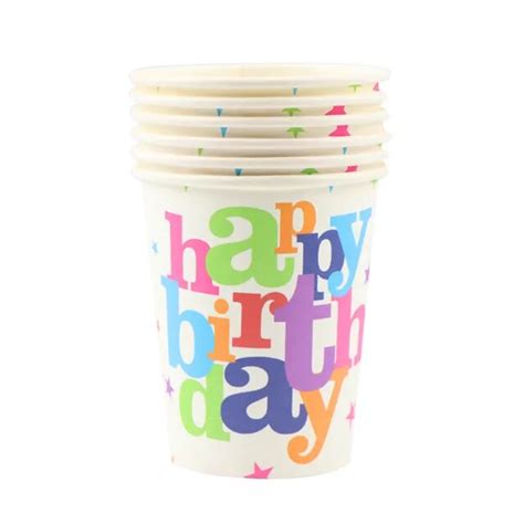 6pcs/set Happy Birthday Paper Cups Kids Party Colorful Letter ...