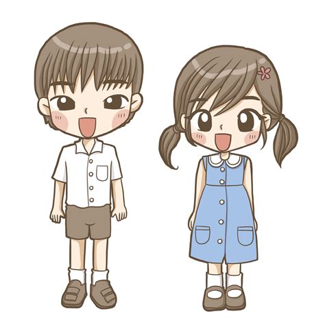 boy girl student kid cartoon kawaii anime cute illustration drawing ...