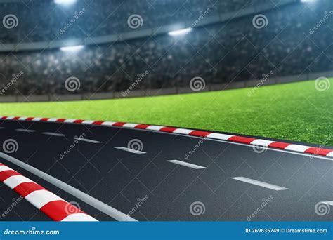 Empty Race Track Night Background 3d Illustrations Stock Illustration - Illustration of ...