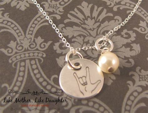 Sign Language Necklace I Love You Sign Necklace Deaf ASL - Etsy | Silver necklace, Fine silver ...