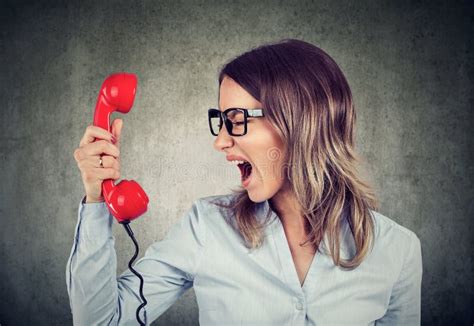 Portrait of a Young Angry Woman Yelling at the Phone Stock Photo - Image of fury, business ...