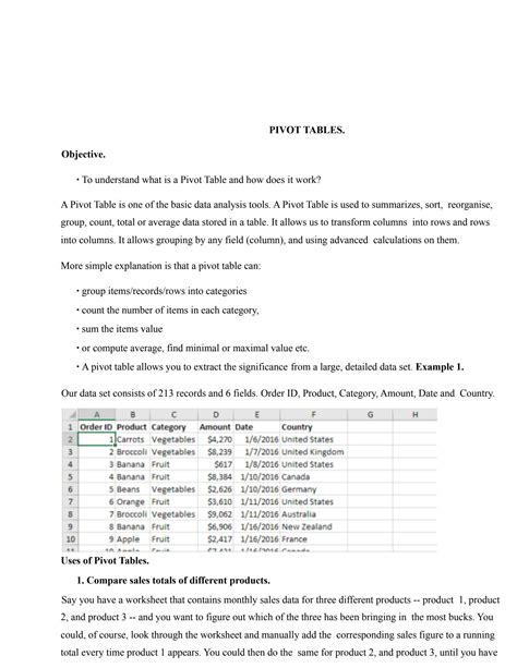 SOLUTION: Excel basic data analysis pivot tables - Studypool