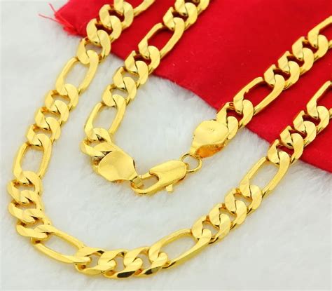 2020 Pure Gold Color Men Chain Necklace Jewelry,Plated 24k Gold 10mm ...