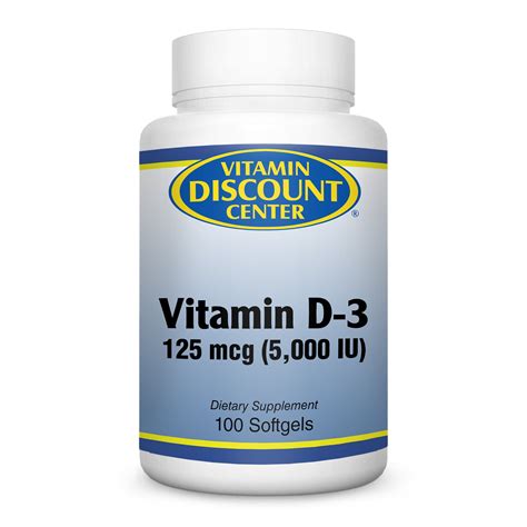 Vitamin D-3 5000 iu By Vitamin Discount Center - 100 Softgels - Walmart.com