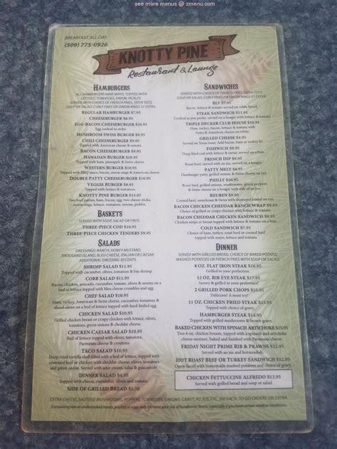 Menu at The Knotty Pine Resturant & Lounge pub & bar, Republic