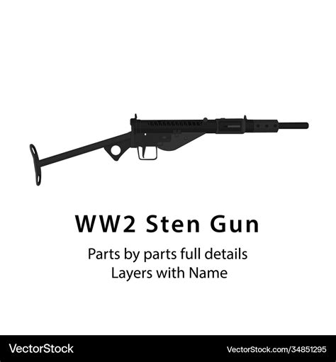 Sten gun british world war ii submachine gun Vector Image