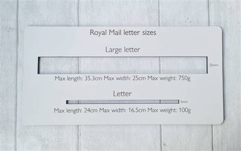 Royal Mail large letter size guide Personalised PIP template | Etsy