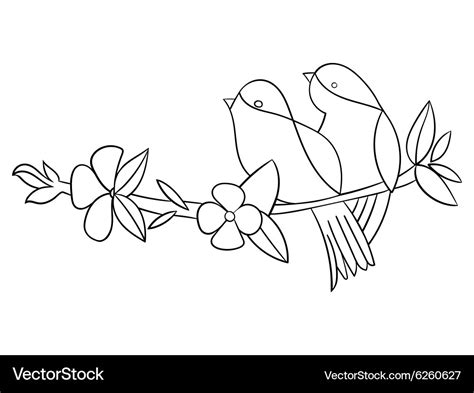 Tattoo stencil bird flower Royalty Free Vector Image