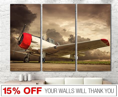 Airplane Canvas Wall Art Vintage Aviation Photo Print Multi - Etsy