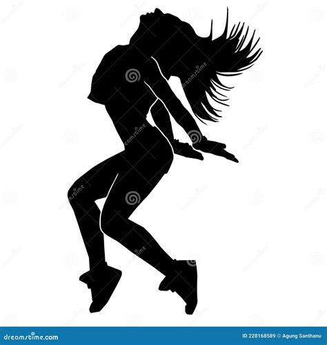 Silhouette Vector of a Girl Hip Hop Dancing on a White Background Stock Vector - Illustration of ...