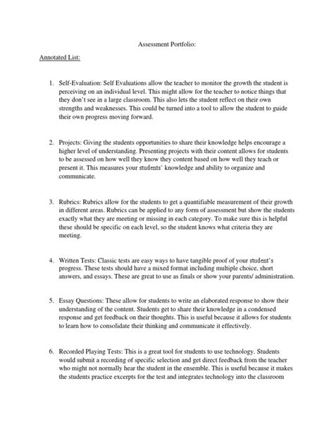 Assessment Portfolio | PDF | Educational Assessment | Rubric (Academic)