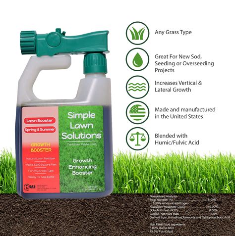 Simple Lawn Solutions Extreme Grass Growth Lawn Booster- Natural Liquid Spray Concentrated ...