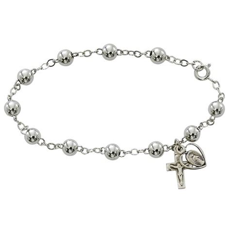 Sterling Silver Rosary Bracelet - 6mm Beads