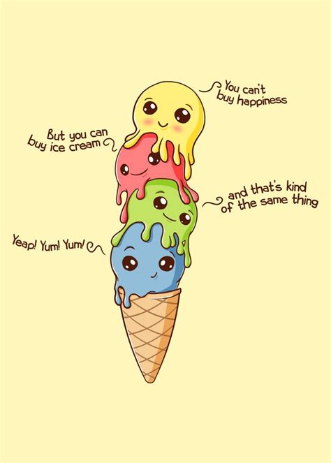 'Ice Cream Happiness' Poster, picture, metal print, paint by Beka Chkhenkeli | Displate | Cute ...