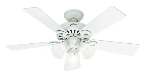 Hunter 44 In Ridgefield 5 Minute White Ceiling Fan With Light Kit | Shelly Lighting