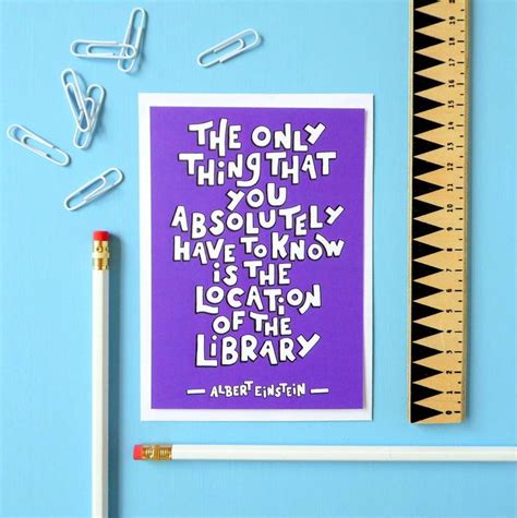 Albert Einstein Library Quote Postcard Or Mini Print | Library quotes, Quote cards, Einstein quotes