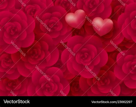 Rose flowers and hearts background Royalty Free Vector Image