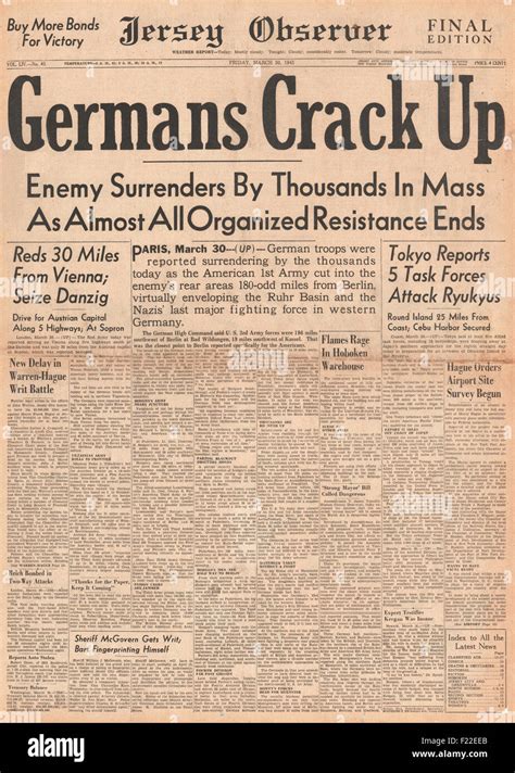 1945 germany surrender newspaper hi-res stock photography and images - Alamy