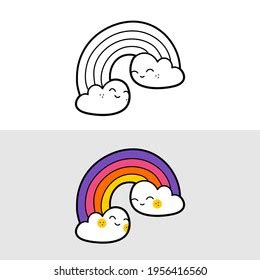 Rainbow Line Art Drawing Kids Coloring Stock Vector (Royalty Free) 1956416560 | Shutterstock