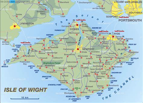 Map of Isle of Wight (Island in United Kingdom) | Welt-Atlas.de