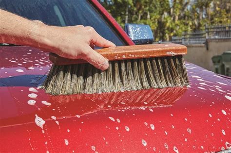 Extra Soft 100% Hog Bristle Car Wash Brush 12" with Wood Handle ...