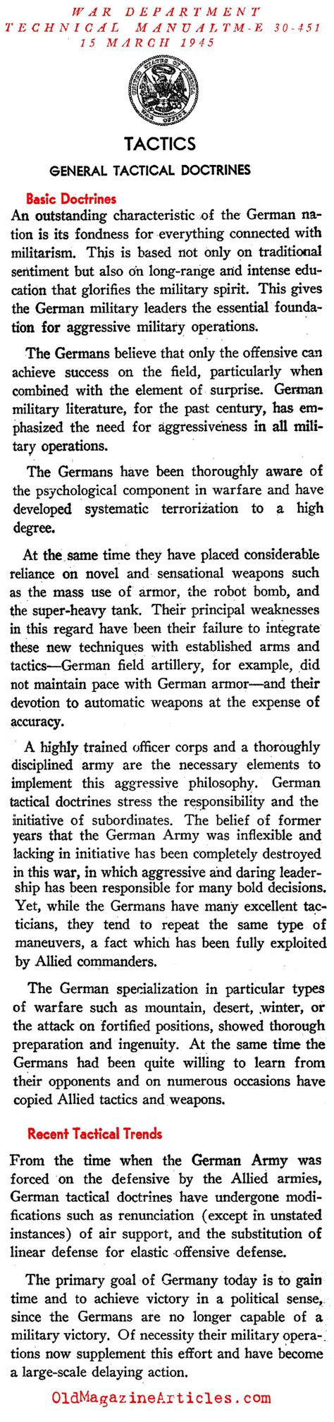 GERMAN TACTICS 1939-1945,WW 2 GERMAN TACTICS,LATE WAR GERMAN FAILURES ...