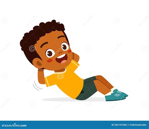 Little Kid Do Exercise Named Sit Up Stock Vector - Illustration of exercise, pose: 262191566